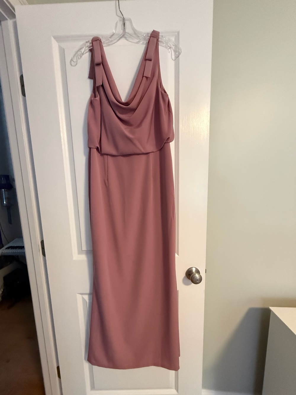 Adrianna Papell Rosy Mauve Cowl Neck Maxi Dress
